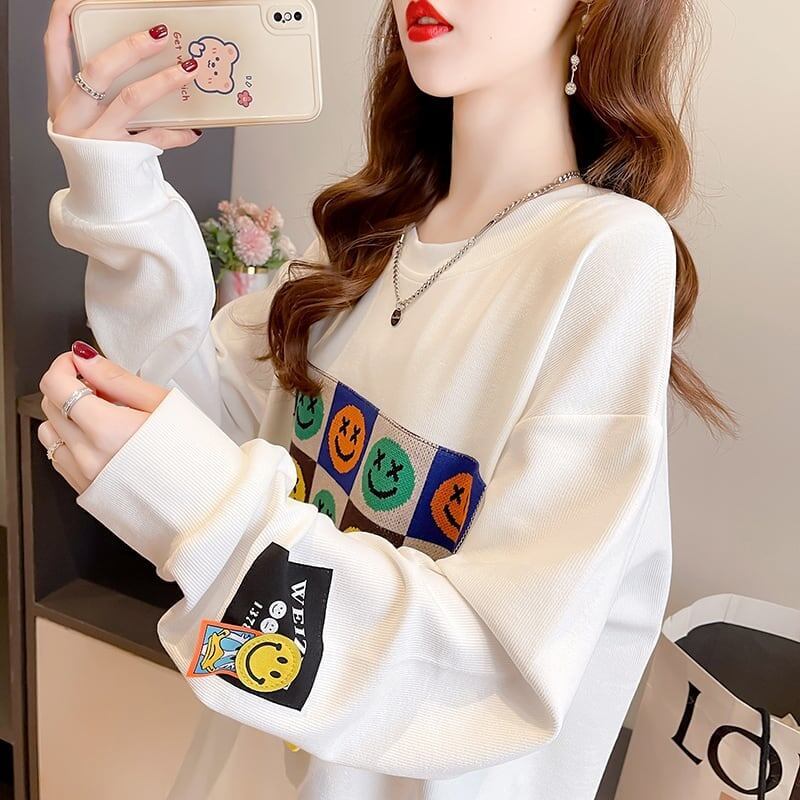 スタイリッシュ 切り替え 一目惚れ プリント Tシャツ カットソー＜S-3648＞