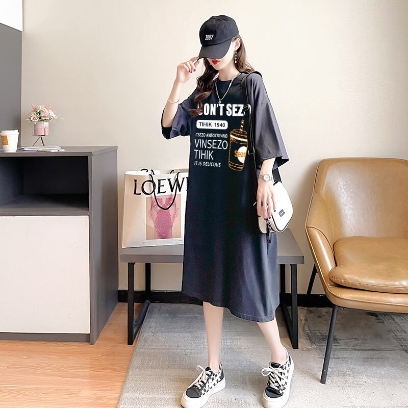 快適 ラウンドネック カジュアル 半袖 Tシャツ ワンピース＜S-8634＞