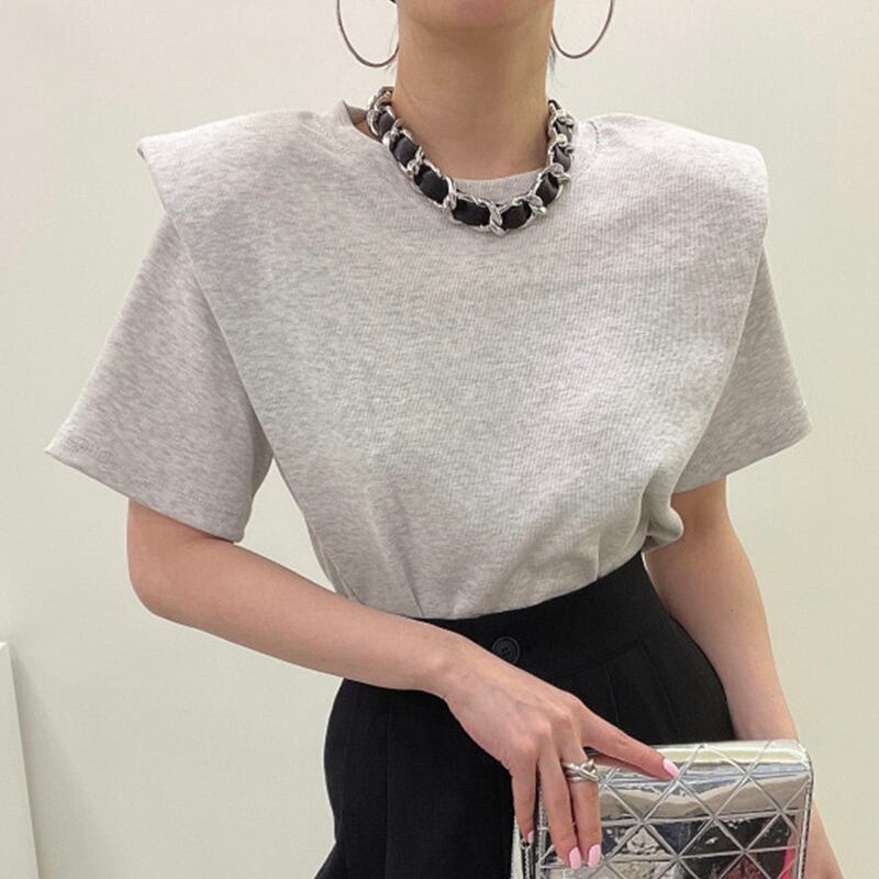 好感度満載 無地 美感いっぱい 切り替え Tシャツ カットソー＜S-3285＞