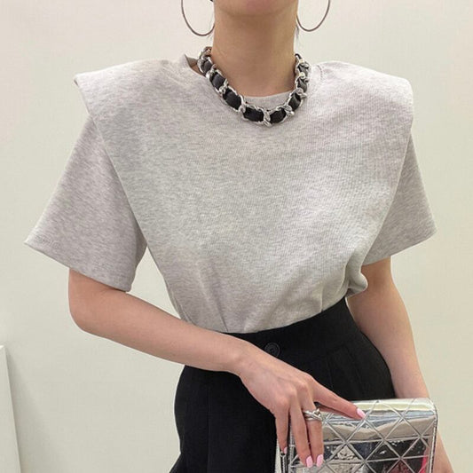 好感度満載 無地 美感いっぱい 切り替え Tシャツ カットソー＜S-3285＞