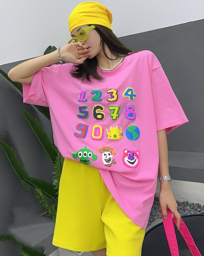 売り切れ必至 プリント三色 個性派 ゆったり 半袖Tシャツ ＜S-8462＞