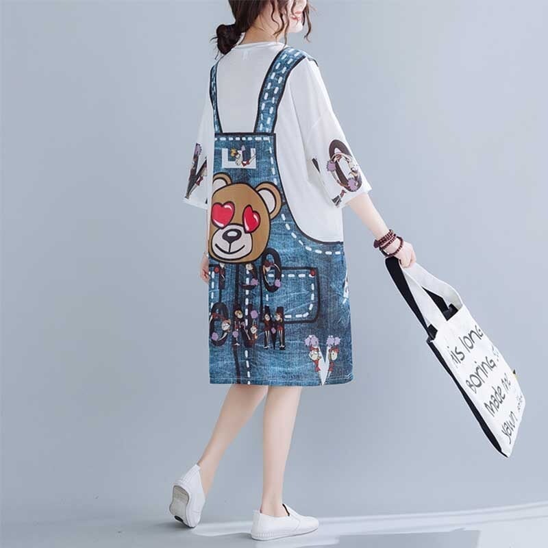 旅行Ｔシャツ 夏 レディース 膝丈 プリント 大きいサイズ ゆったりさらっと涼しい <S-656>