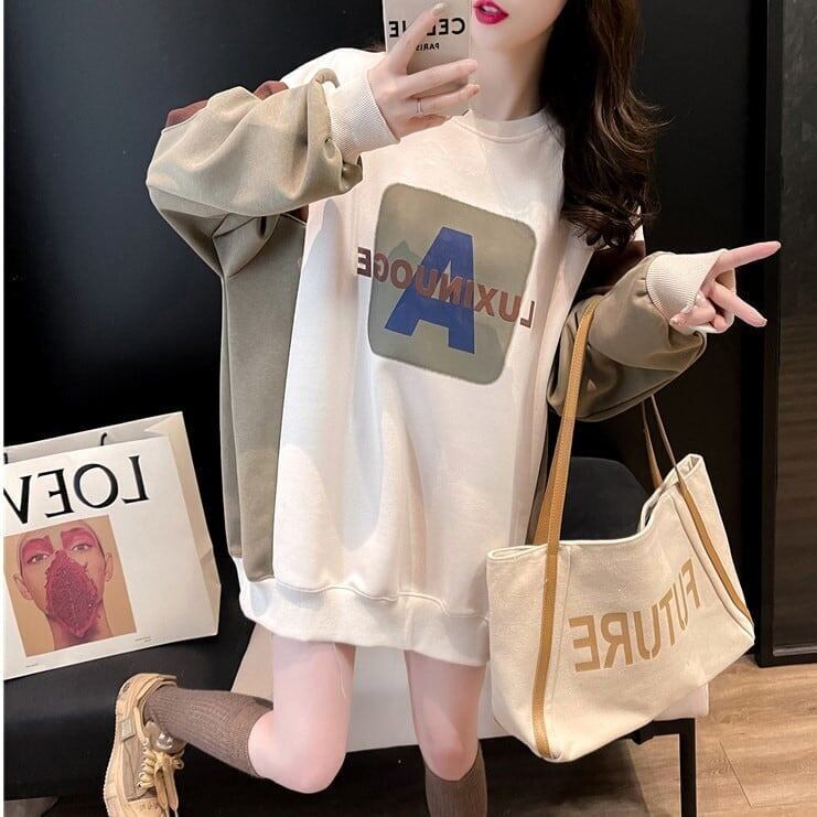 春夏 ロング プリントTシャツ アルファベット ＜S-2811＞