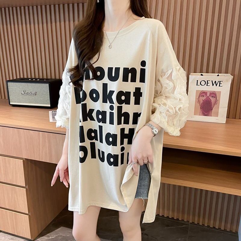 ファッション 切り替え 個性派 プリント 3色選択 半袖Tシャツ＜S-8548＞