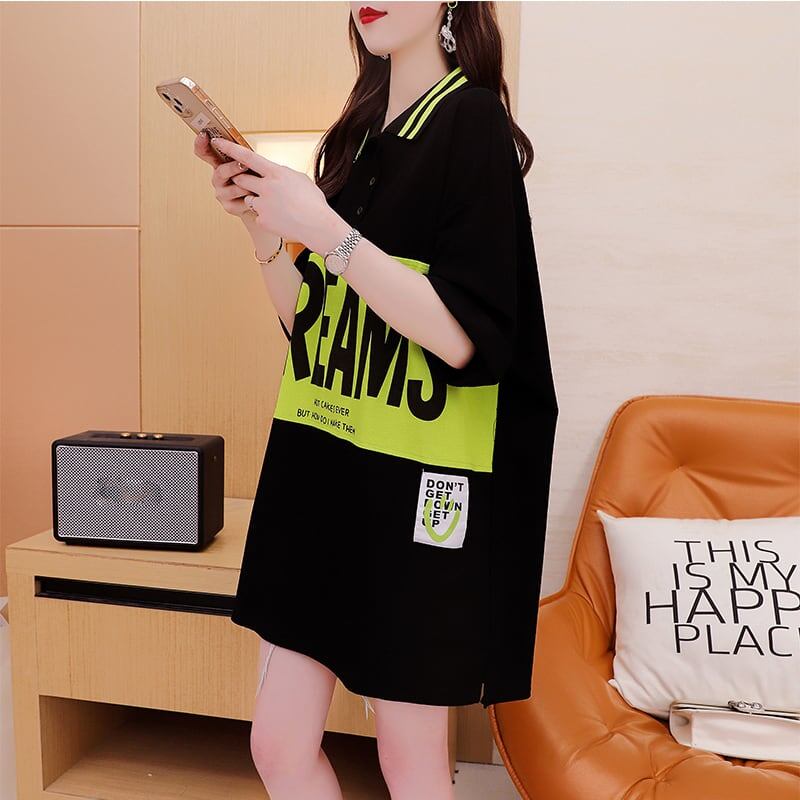 ゆったり感アップ 切り替え カジュアル プリント Tシャツ カットソー＜S-3506＞