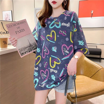 スタイリッシュ プリント 一目惚れ Tシャツ カットソー ワンピース＜S-3322＞