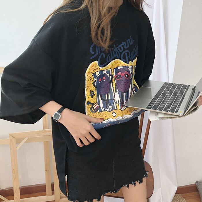 話題沸騰中 ゆったり カジュアル プリント 2色半袖Tシャツ＜S-8161＞