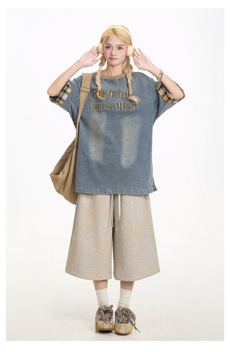 デニム 売れ筋 おすすめ 絶対流行 早い者勝ち カジュアル男女兼用 2色選択 Tシャツ<S-11340>