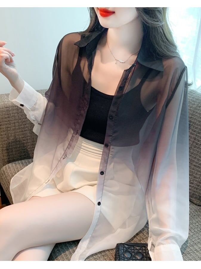 美人度アップ ルーズ オシャレ度満点 透け感 日焼け対策 シャツ ブルゾン＜S-8048＞