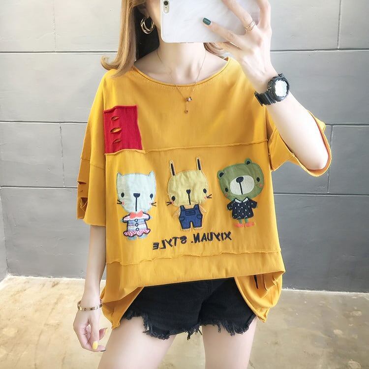 絶対欲しい ダメージ加工 個性派 ゆったり 半袖Tシャツ 全3色 ＜S-4949＞