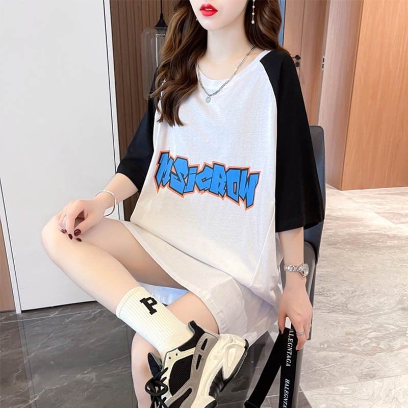 好感度満載 切り替え 美感いっぱい プリント Tシャツ カットソー＜S-3621＞