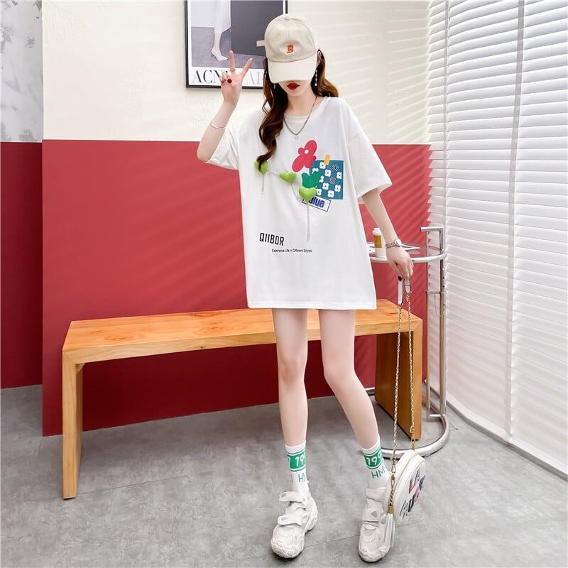 カジュアル プリント 好感度満載 ラウンドネック Tシャツ カットソー＜S-3118＞