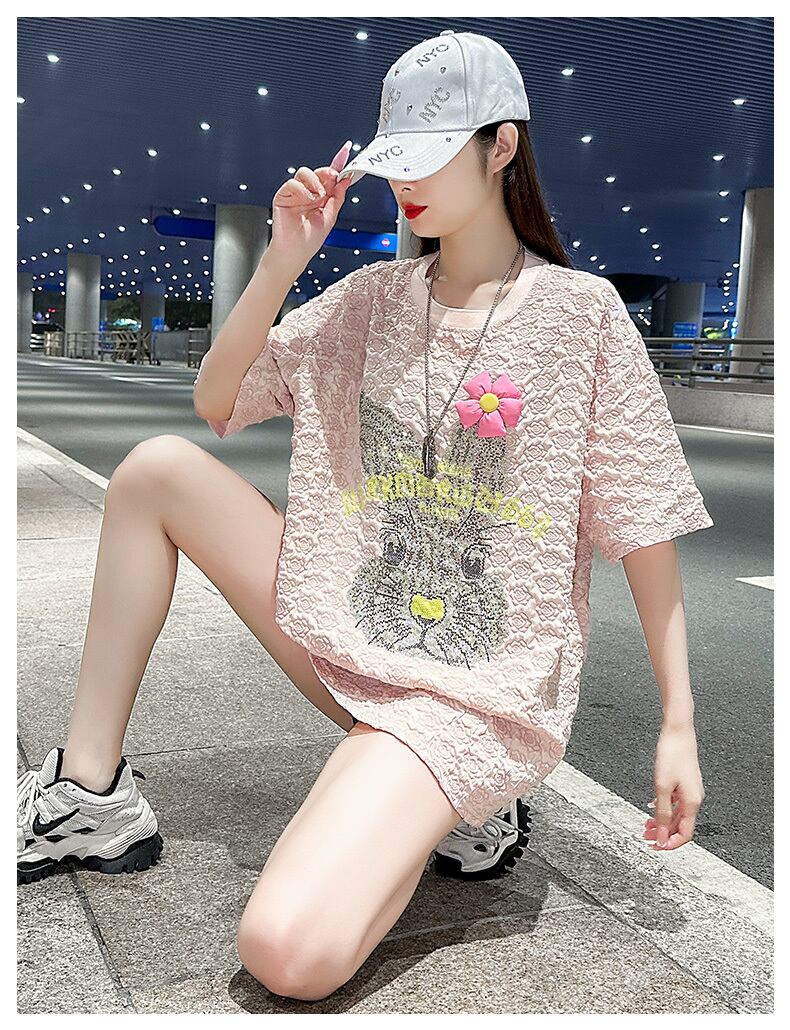 話題沸騰中 キュート カジュアル ホットダイヤモンド 半袖Tシャツ＜S-8626＞