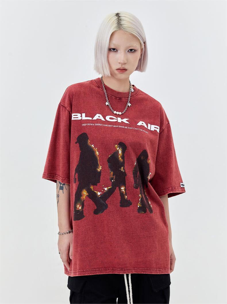 タイドブランド  アメリカンストリート レトロフレームプリントTシャツ<S-2905>