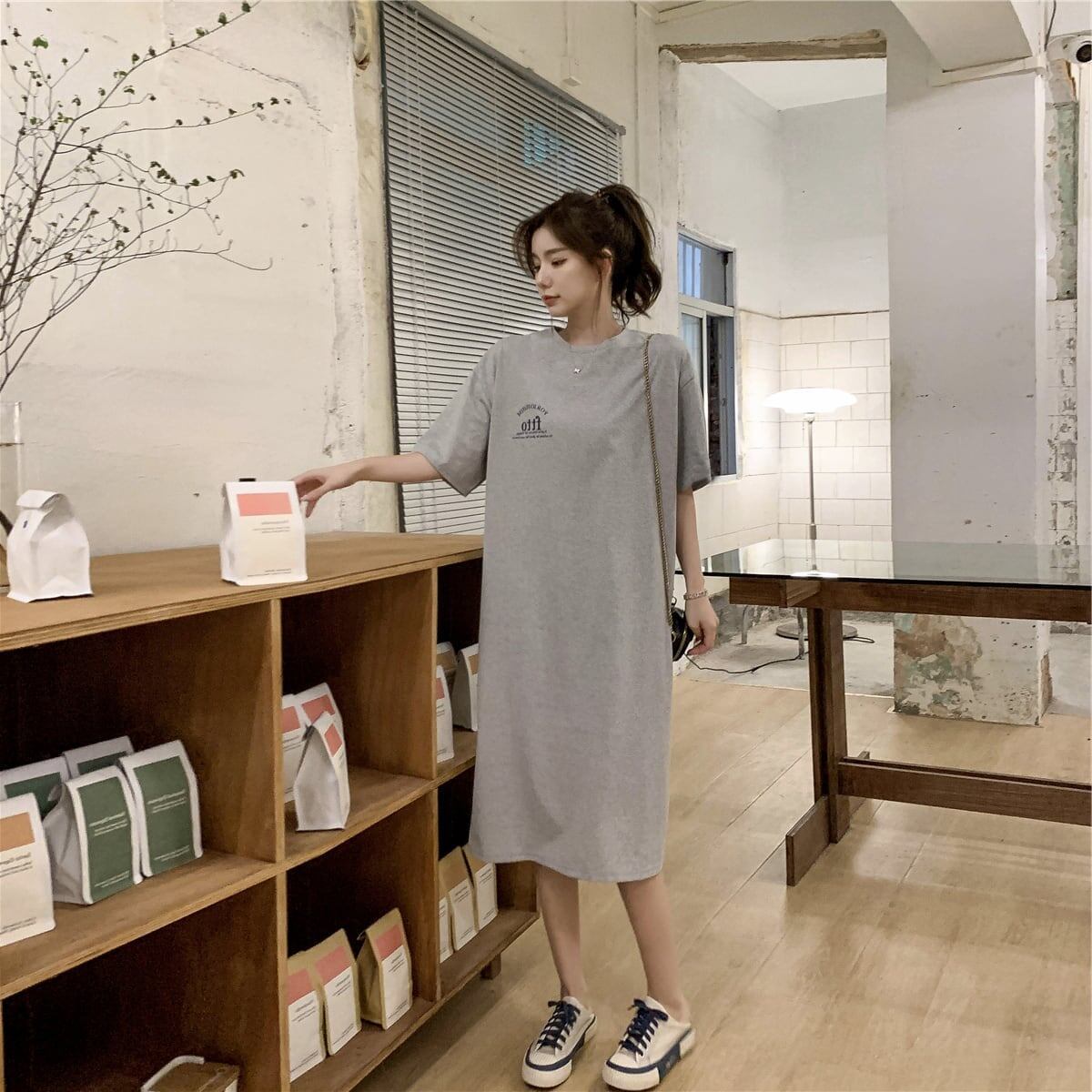 美人度アップ プリント チャーミング Tシャツ カットソー ワンピース＜S-3602＞