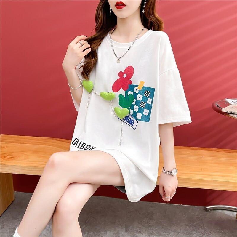 カジュアル プリント 好感度満載 ラウンドネック Tシャツ カットソー＜S-3118＞