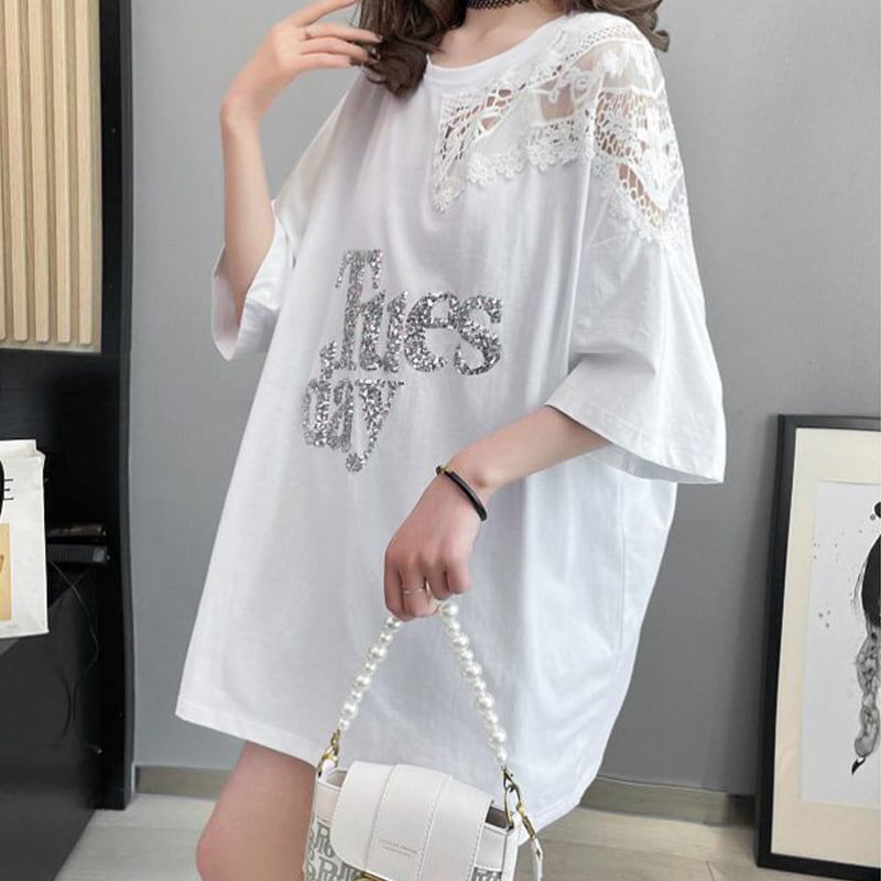ゆったり感アップ プリント ファッション Tシャツ カットソー＜S-3306＞