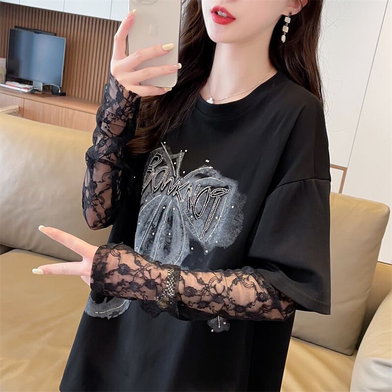 話題沸騰中 レイヤード風 美人度アップ ルーズ Tシャツ ＜S-8707＞
