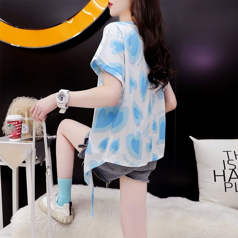 ゆったり感アップ 3色選択可 オシャレ度満点 プリント Tシャツ カットソー＜S-3100＞