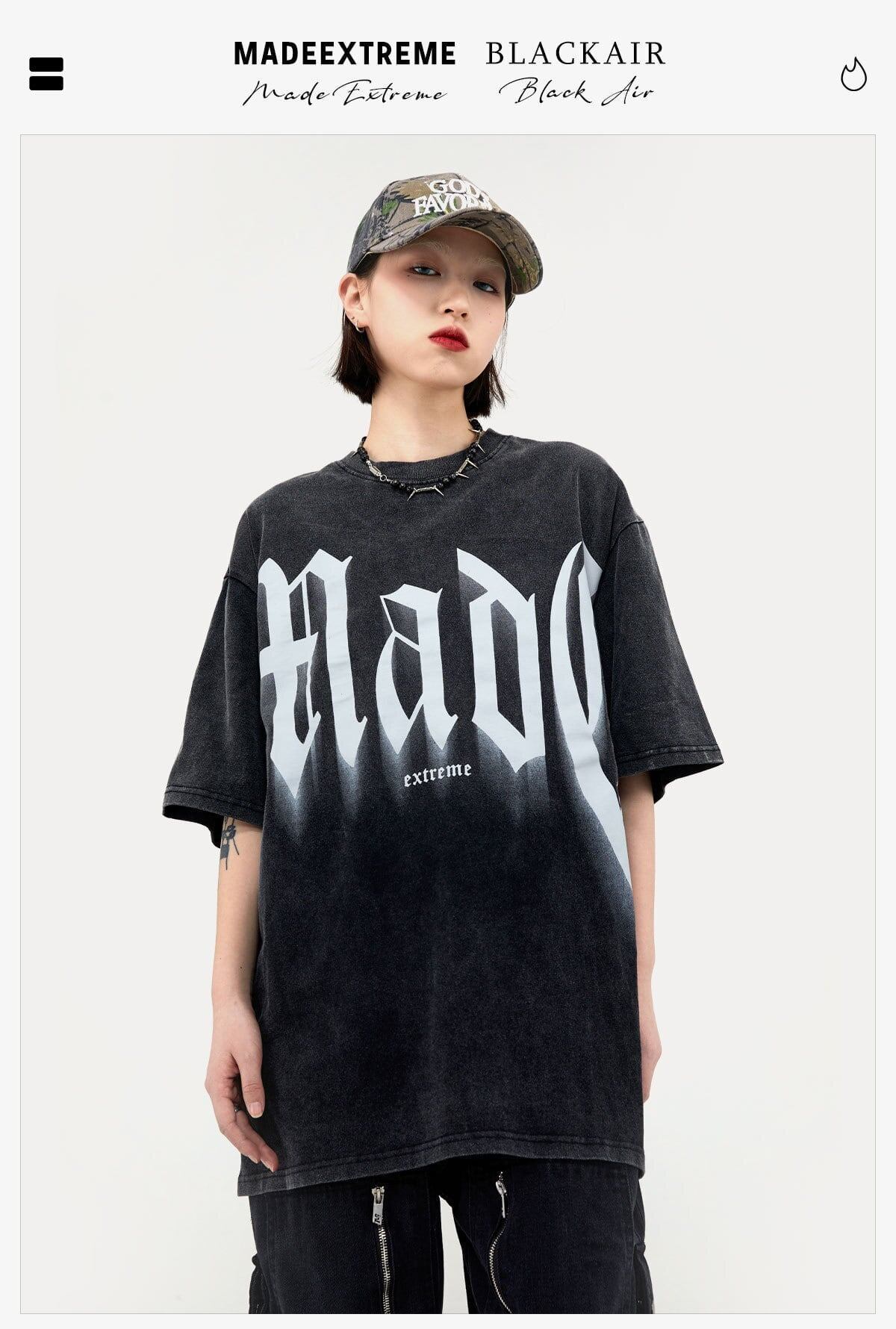 トレンドのアメリカンストリートビッグレタープリント半袖Tシャツ<S-2904>
