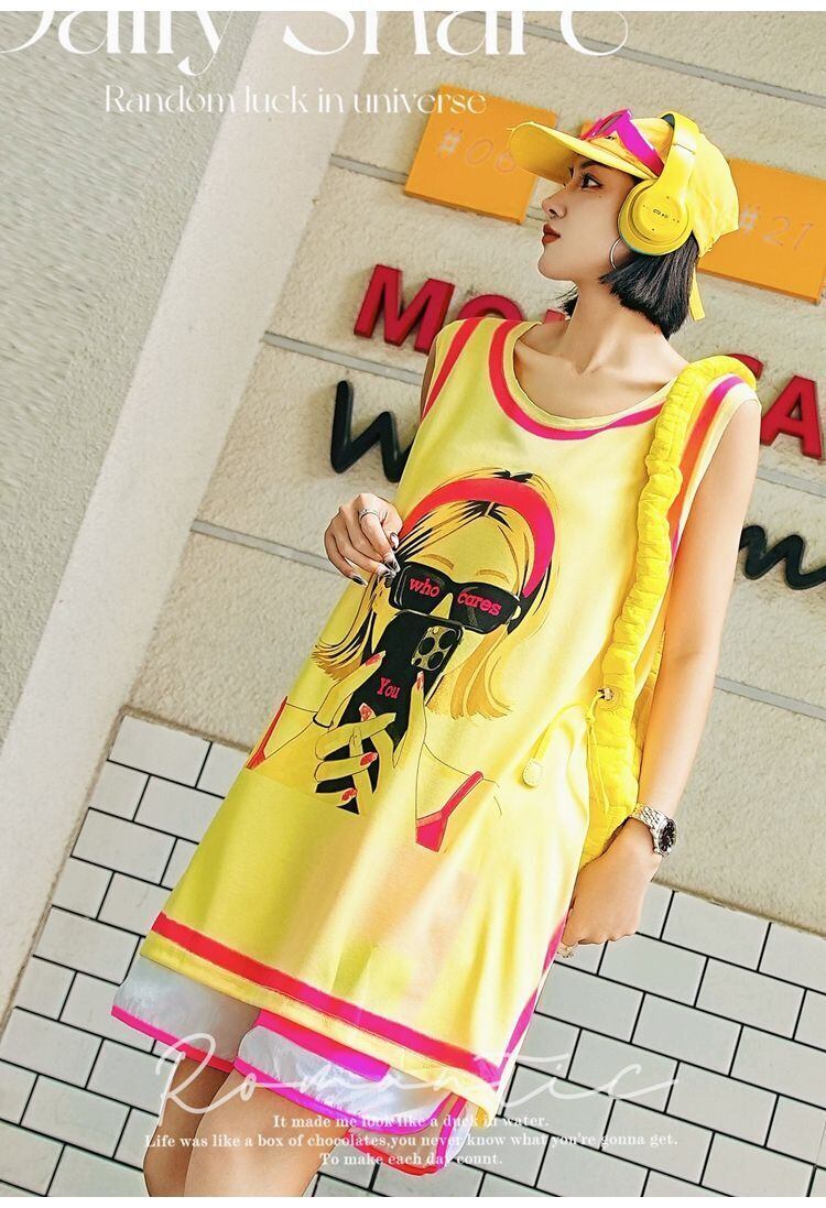 軽い生地が夏にぴったり！ ノースリーブ プリント全2色 Tシャツ カットソー＜S-11359＞
