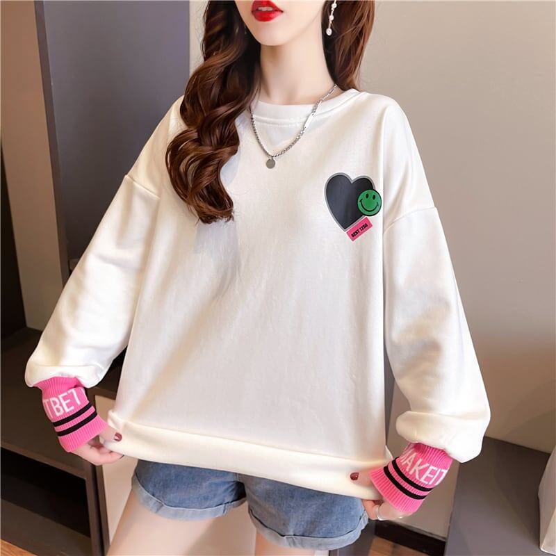 オシャレ度満点 プリント 美感いっぱい 切り替え 長袖 Tシャツ カットソー＜S-2790＞