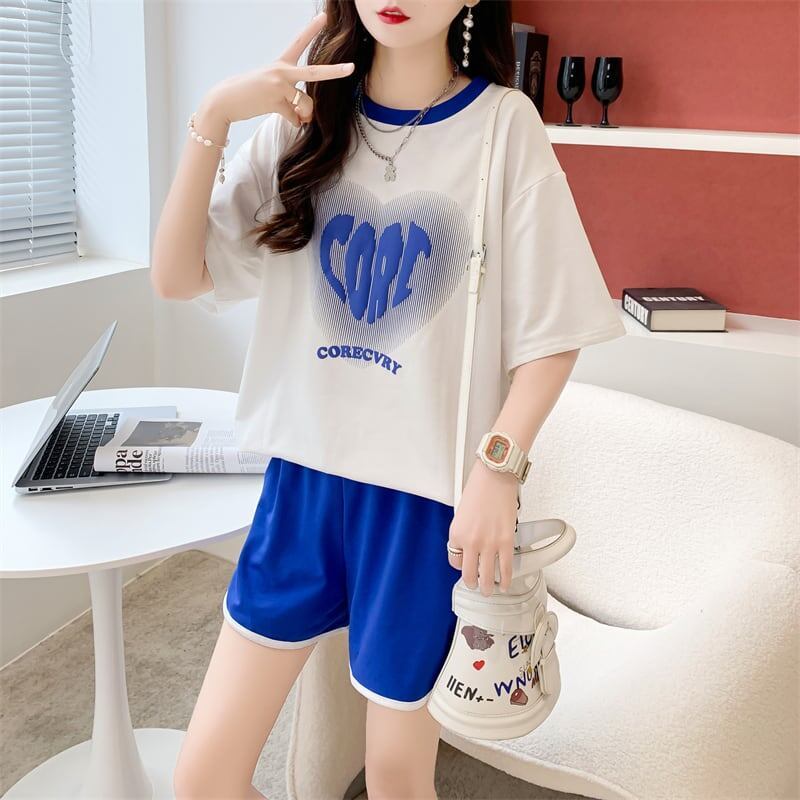 スタイリッシュ 切り替え 一目惚れ Tシャツ＋ショートパンツ セットアップ＜S-3614＞