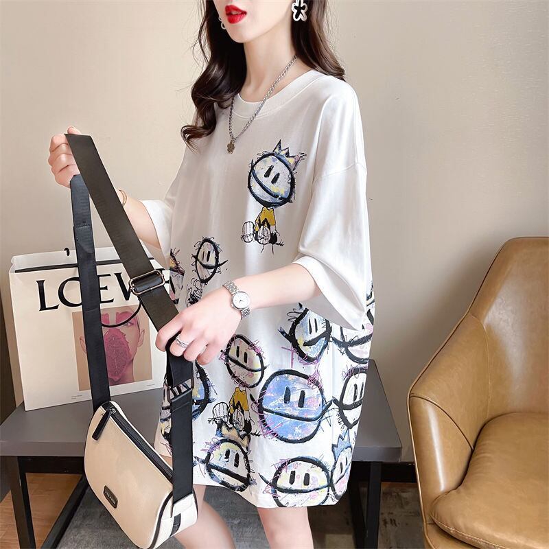 新商品 大人可愛い 大活躍 カジュアル キュートプリント 全2色 半袖Tシャツ＜S-8595＞