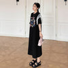 おすすめ レース ファッション 切り替え プリント Tシャツ カットソー ワンピース＜S-8535＞