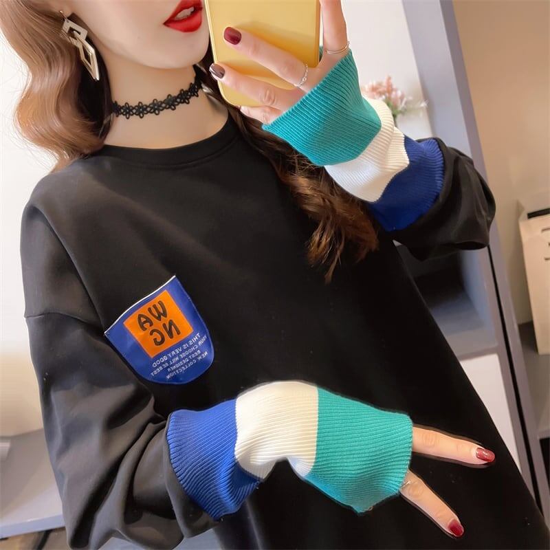 美人度アップ 切り替え ファッション プリント Tシャツ カットソー＜S-3668＞