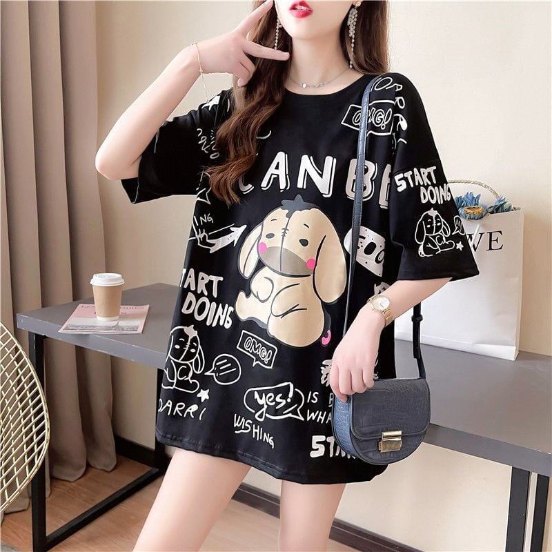 早い者勝ち キュート ファッション ルーズ プリント半袖Tシャツ 全3色<S-4894>