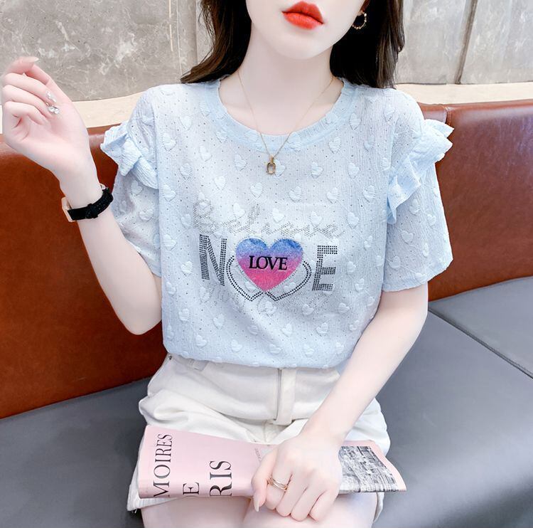 新商品 大人可愛い 話題沸騰中 ホットダイヤモンド 全3色 半袖Tシャツ<S-8868>