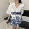 ファッション カジュアル 切り替え ブラウス＋ショートパンツ セットアップ＜isf-3456＞