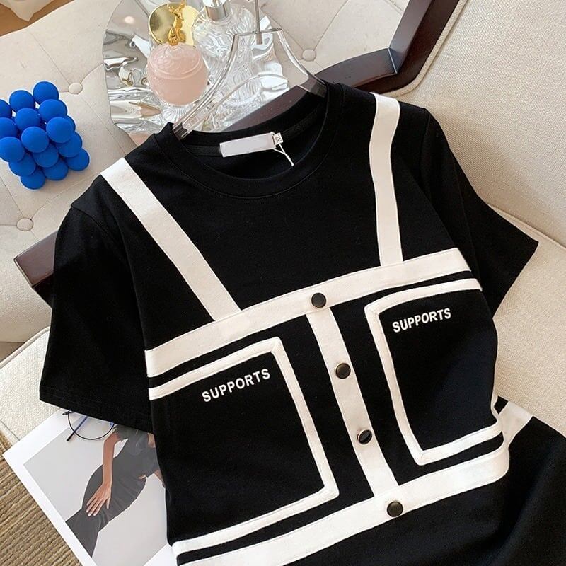 個性的なデザイン 切り替え 着心地抜群 プリント Tシャツ カットソー＜S-3528＞