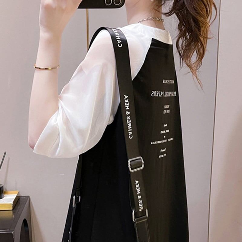 好感度満載 切り替え 美感いっぱい プリント Tシャツ カットソー＜S-3479＞