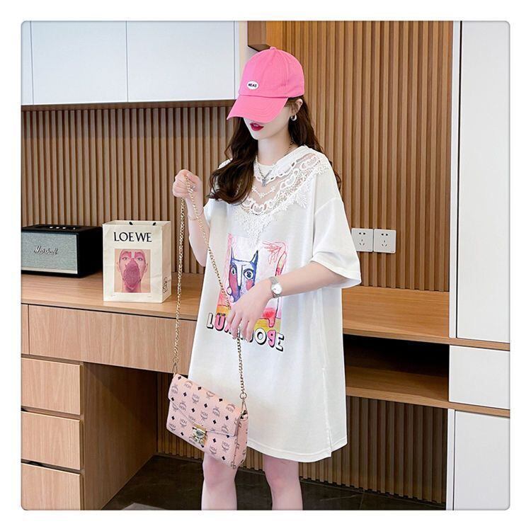 新商品 透かし彫り キュート レース 切り替え ゆったり 半袖Tシャツ＜S-8472＞