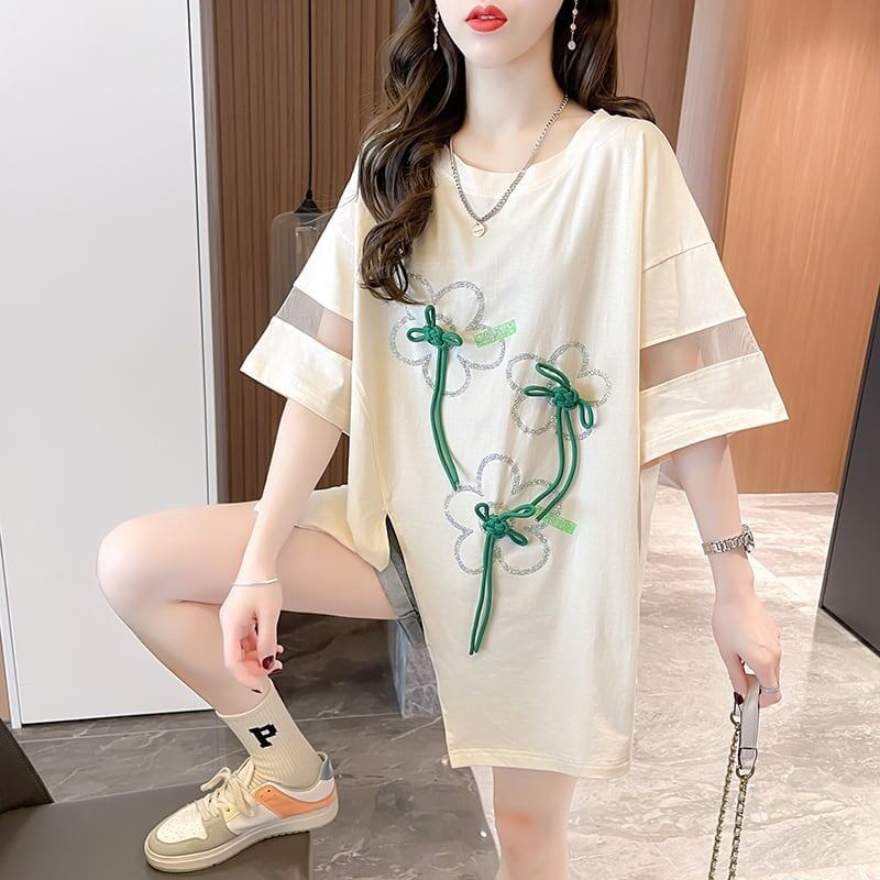 イレギュラー 切り替え カジュアル プリント Tシャツ カットソー＜S-3496＞