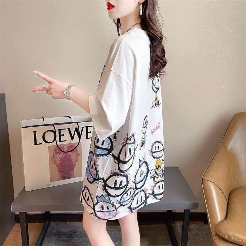 新商品 大人可愛い 大活躍 カジュアル キュートプリント 全2色 半袖Tシャツ＜S-8595＞