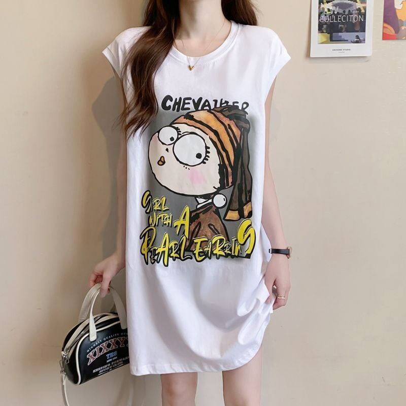 真夏も快適 着心地良い ファッション感満々 プリント全4色 ノースリーブ Tシャツ カットソー＜S-9161＞