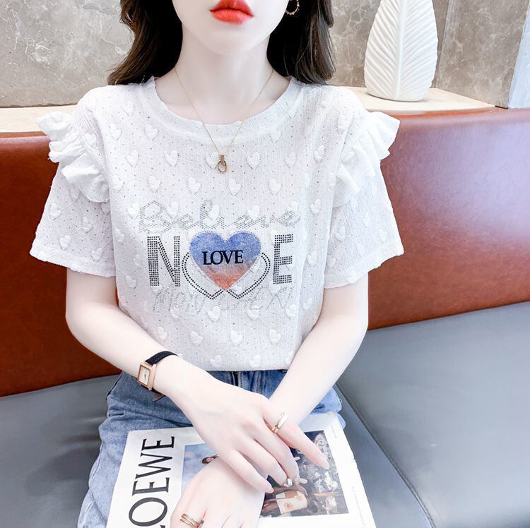 新商品 大人可愛い 話題沸騰中 ホットダイヤモンド 全3色 半袖Tシャツ<S-8868>