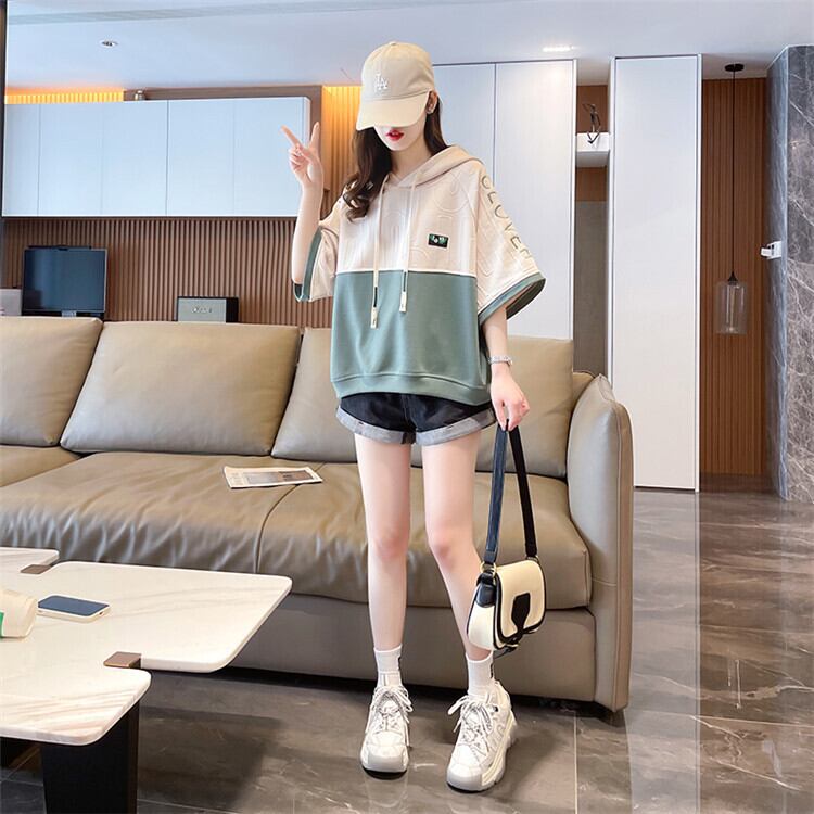 高級感 帽子付き 半袖 Tシャツ スウェット ＜S-8640＞