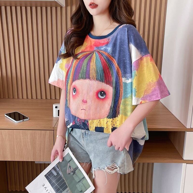 売り切れ必至 絞り染め ファッション プリント 半袖 Tシャツ＜S-8412＞