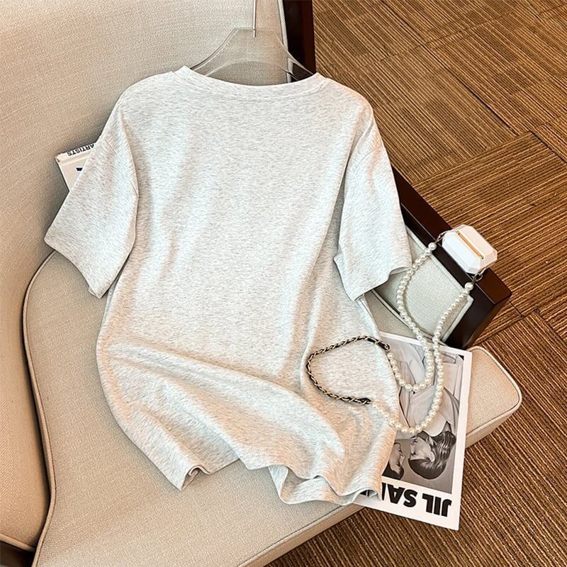 ファッション 切り替え 美人度アップ Tシャツ＋ショートパンツ セットアップ＜S-3527＞