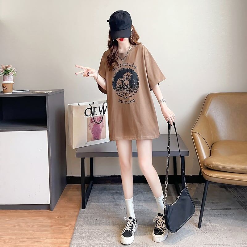 カジュアル 切り替え ファッション プリント Tシャツ カットソー＜S-3581＞