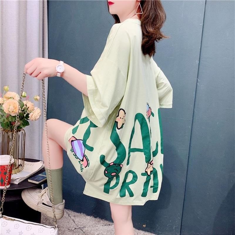 ファッション 切り替え 美人度アップ プリント Tシャツ カットソー＜S-3636＞