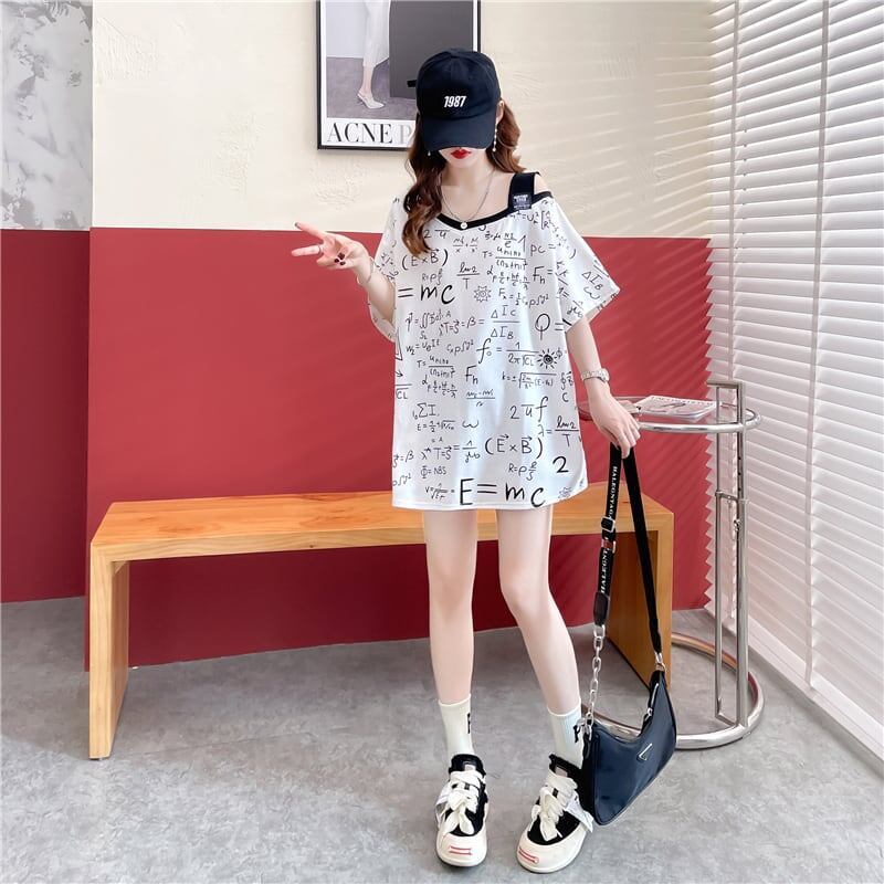 着心地抜群 切り替え 女性力を高める プリント Tシャツ カットソー＜S-3572＞