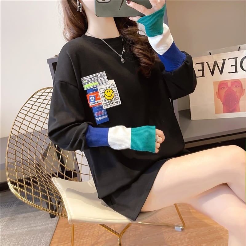 個性的なデザイン 切り替え 好感度満載 プリント Tシャツ カットソー＜S-3665＞
