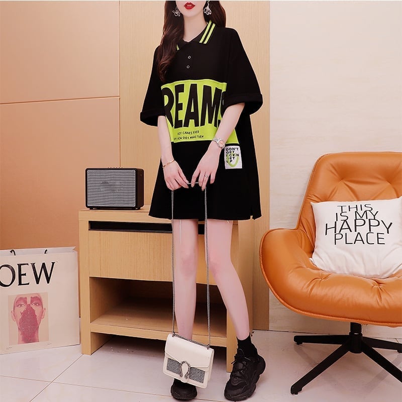 ゆったり感アップ 切り替え カジュアル プリント Tシャツ カットソー＜S-3506＞