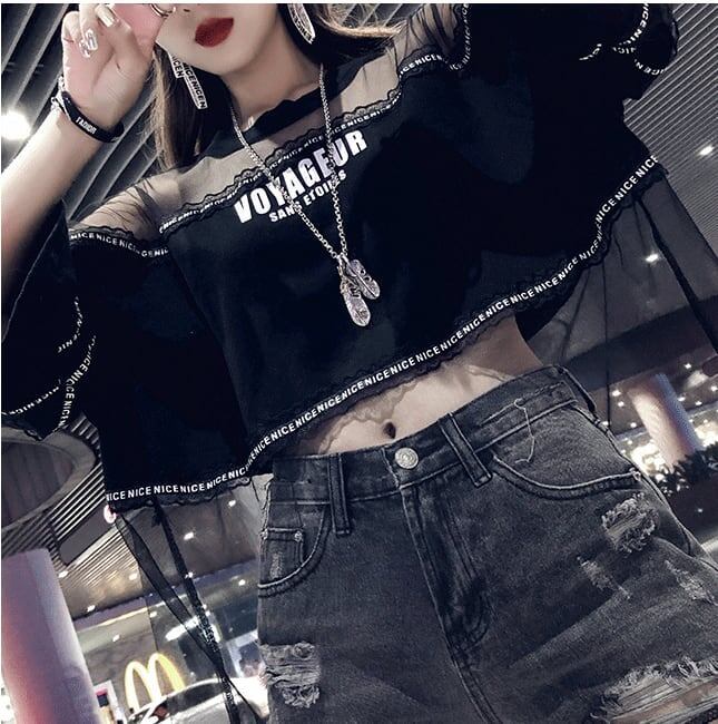 話題沸騰中 レイヤード風 アバンギャルド プリントTシャツ ゆったり半袖＜S-8102＞