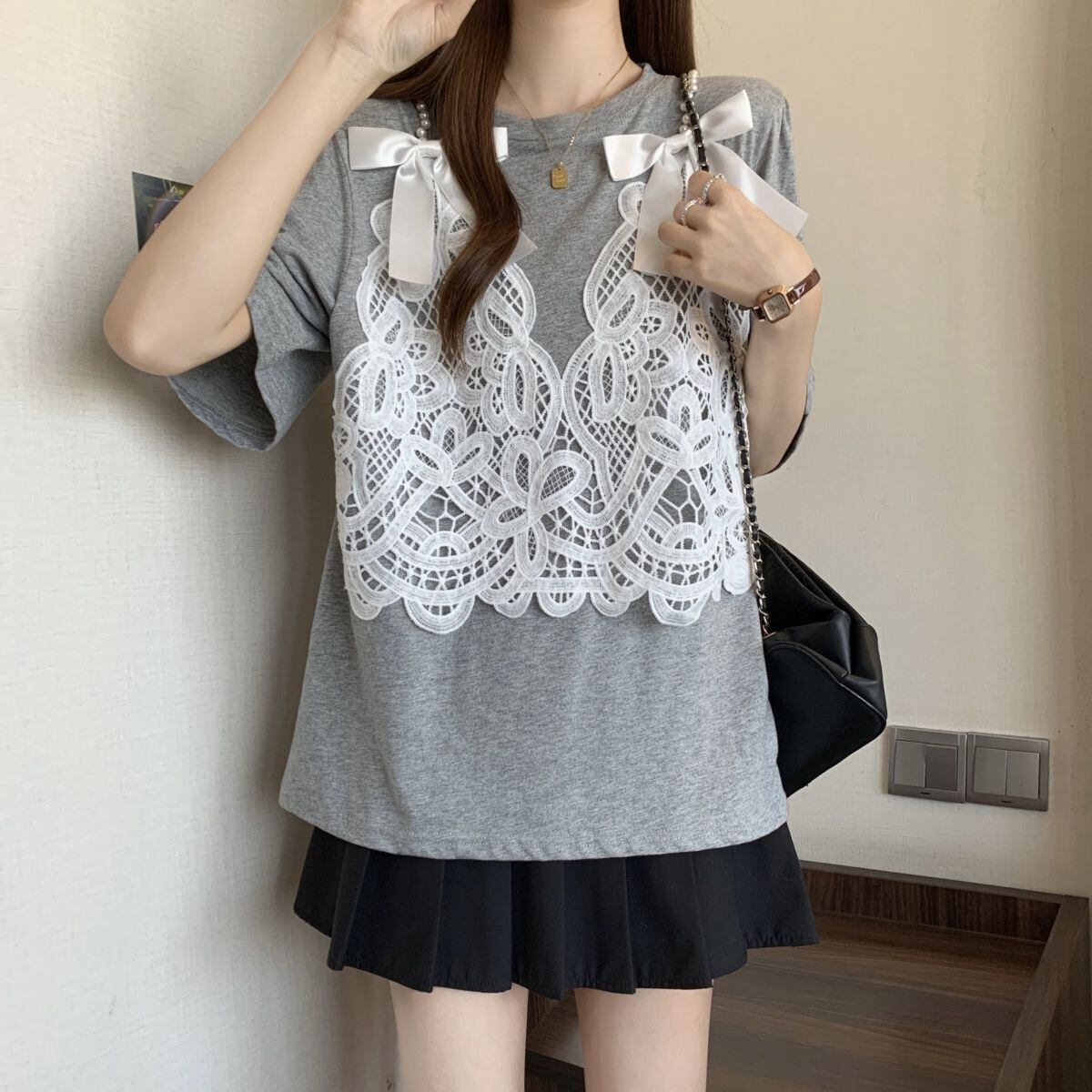 ファッション感満々 ロング丈 ゆったり 2色半袖Tシャツ＜S-10995＞